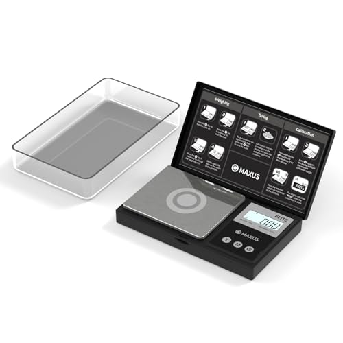 MAXUS Digital Pocket Gram Scale 500g x 0.01g High Precision with Tray - color: Black