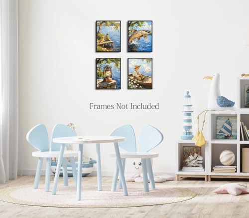 ZOIYINO Kids Nursery Hunting Art Prints,Fishing Nursery Decor - color: Kids Nursery Hunting Art Prints