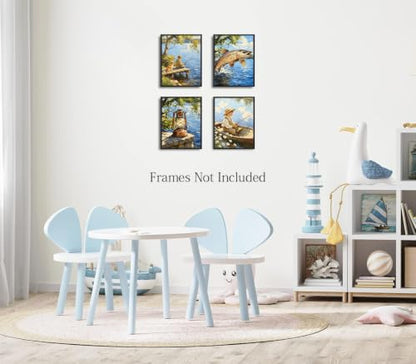 ZOIYINO Kids Nursery Hunting Art Prints,Fishing Nursery Decor - color: Kids Nursery Hunting Art Prints