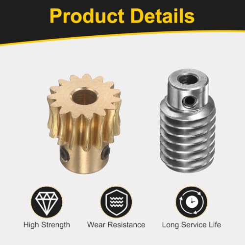 uxcell Worm Gear Set 15T 1 Module 15:1 Reduction Rate, 6mm/6mm Bore - size: 6mm/6mm Bore (1Mod 15T)