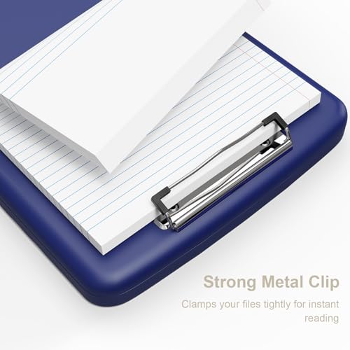 Piasoenc Clipboard with Storage, 8.5 x 11 Clip Board with Pen Holder,Blue - color: Navy Blue