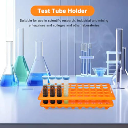 Totority Test Tube Rack 50-Slot Tube Storage Organizer Polypropylene Test Holder for Chemistry Labs Lab Organizer for Scientific Research Industrial Use Food Service 9.64 X 4.92 X 1.85 in
