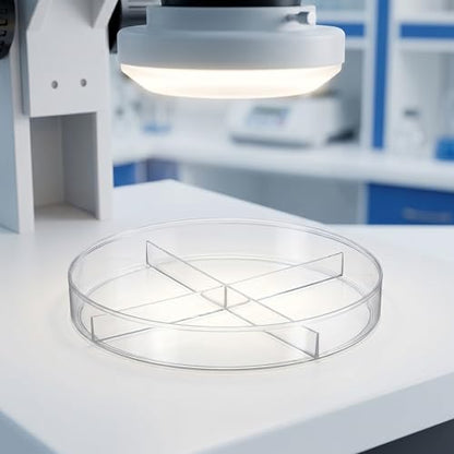 PartyKindom 10 Pack Transparent Petri Dish Four Compartments Cell Culture Dishes 3.54 X 3.54 X 0.59 in Scientific Teaching Aid for Biology Microbiology Lab Experiments