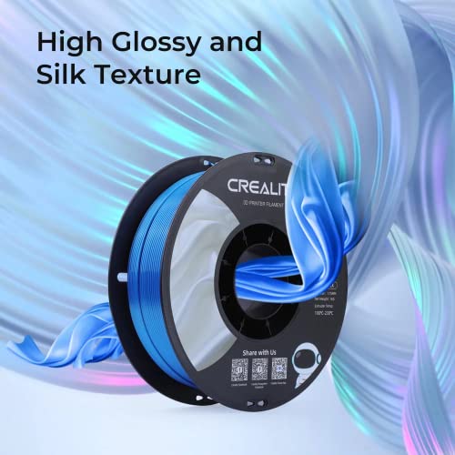Creality Silk PLA 3D Printer Filament, Metallic Silver PLA Filament 1.75mm, High Glossy and Smooth Silk Texture, Metal Filament +/-0.02mm Precision, 3D Printing Filament 1KG/2.2lb, (Silver) - color: 1kg Silk Silver