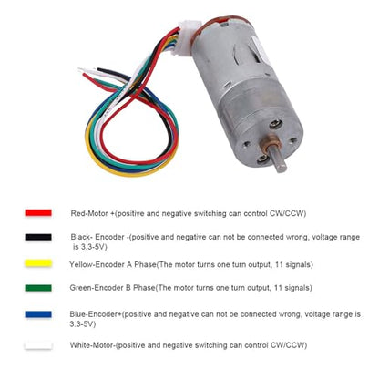 Emoshayoga JGA25 371 Encoder Gear Motor DC12V with Mounting Bracket 65mm Wheel Kit for Smart Car Robot DIY (Speed 30) - size: Speed 30