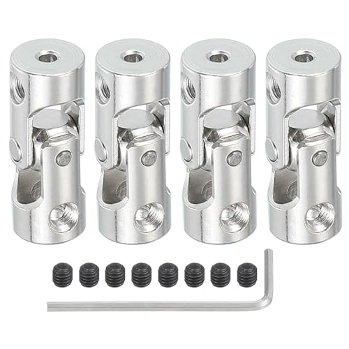 PATIKIL Rotatable Universal Steering Shaft 2mm to 4mm Inner Dia, 4 Pcs U Joint Shaft Coupling U Joints Coupler Connector Accessories with M3 Screws for Motor Model Robots - size: 2mm to 4mm