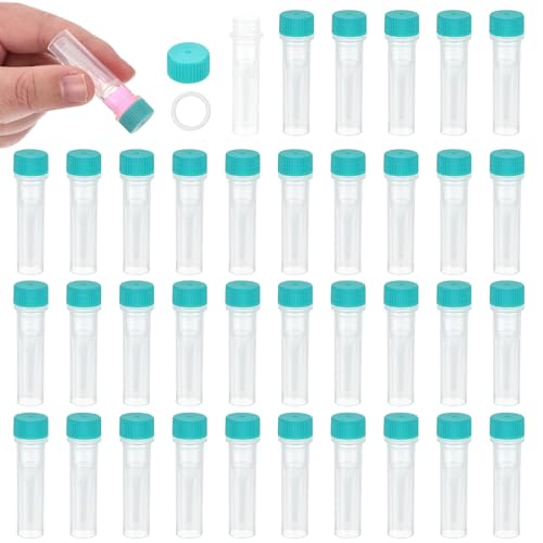 PATIKIL 0.5mL Plastic Cryogenic Vial, 36Pcs Cryogenic Storage Tube Lab Frozen Test Tube Container Storage Screw Cap for Lab Laboratory Science, Green Clear - color: Green, size: 0.5mL