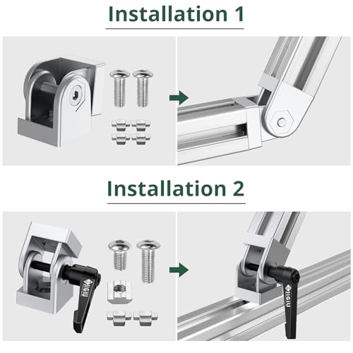 JiGiU 2Pcs 3030 Die-Cast Zinc Alloy Pivot Joint Connectors with Handle - color: Sliver, size: 30x30 (2er Set)