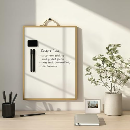 Magnetic Dry Erase Board 12x16 with Handle, Double Sided Portable Gold Whiteboard for Home, Office, School & Kitchen - style: Gold Handle