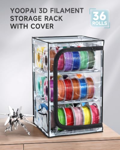 YOOPAI 3D Printer Filament Storage Box, 3-Tier Filament Storage Rack with Transparent Dust Cover, Holds Up to 30 1KG Spools, Filament Organizer and Spool Holder for PLA PETG ABS TPU, Workshop Studio