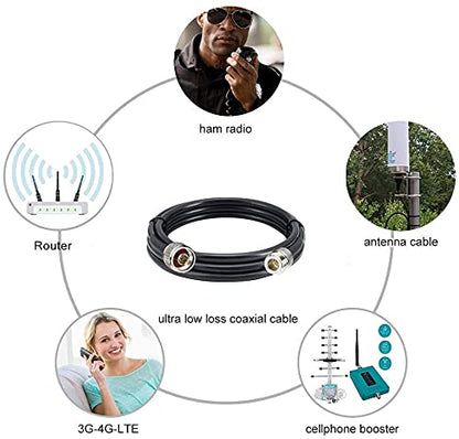 XRDS -RF 3ft N Male to N Female Cable, 50 ohm KMR240 Low Loss N Connector Coax Extension Cable Jumper for WiFi/Ham Radio Antenna, Signal Booster, Router, Amplifier