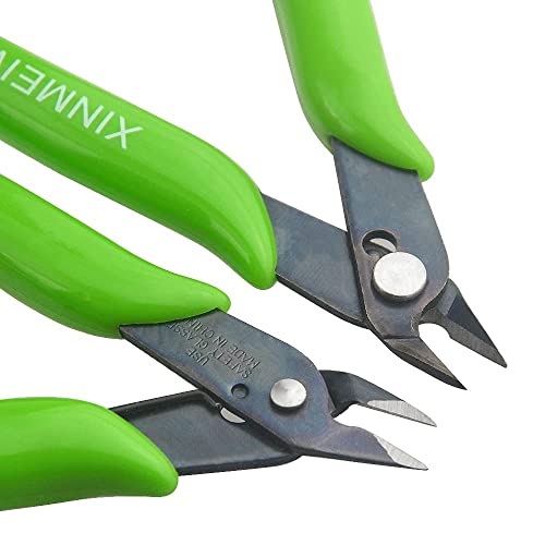 Micro Wire Cutter Flush Cutting Pliers 5Pack Precision Small Side Cutters Wire Snips Plastic Models, Jewelry, Electronics,Green - color: Grass Green, size: 5Pack