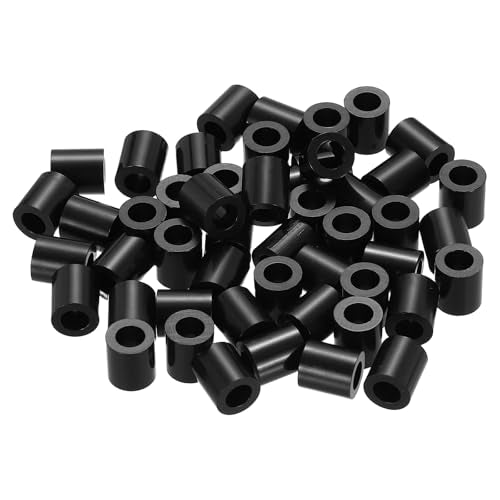 PATIKIL 50Pcs ABS Spacers 4mm ID, 7mm OD, 8mm Height Plastic Round Stud Spacer Black Nylon Washers Nut Unthreaded Rubber for M4 Screws Bolts Barrel - size: 4mm ID, 7mm OD, 8mm Height