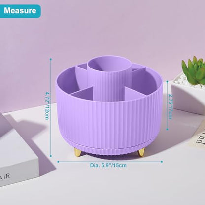 360 Rotating Plastic Desk Pen Organizer with 5 Slots, Dual-Purpose Art Supply Pencil Cup for Office, School, Home Light Purple - color: Light Purple