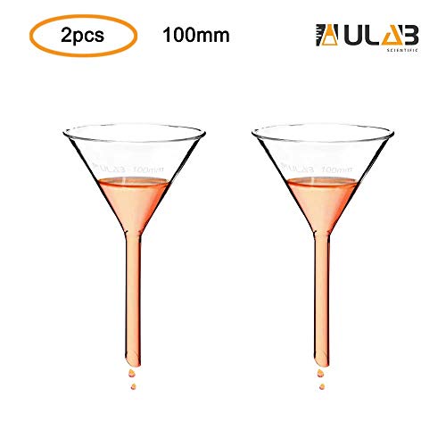 ULAB Scientific 100mm Glass Funnels, Short Stem Diameter 13mm, 3.3 Borosilicate Glass, Heavy Wall, Pack of 2, UGF1010 - color: 100mm, Pack of 2