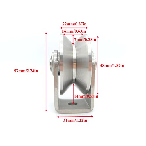 Stainless Steel V Groove Wheel Heavy Duty Caster Rigid Track Wheel Pulley Sliding Gate Rollers with Bracket for Sliding Gate, Rolling Gate, Inverted Track, Industrial Machines - size: 2pc 2inV