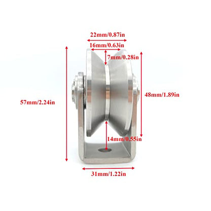 Stainless Steel V Groove Wheel Heavy Duty Caster Rigid Track Wheel Pulley Sliding Gate Rollers with Bracket for Sliding Gate, Rolling Gate, Inverted Track, Industrial Machines - size: 2pc 2inV