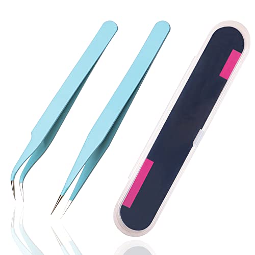 2 Pieces Sticker Tweezers, Cute Craft Tweezers for Stickers, Scrapbooking, Vinyl, Lashes, Electronics, Turquoise - color: Turquoise