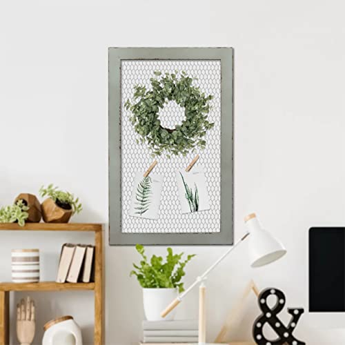 SOFE Rustic Chicken Wire Bulletin Board, Grid Wall Panel 18 × 29" - color: Grey