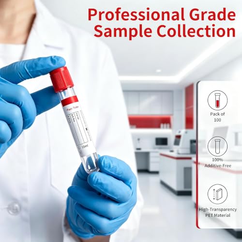 100 Pcs 3ml Plain Plastic Tubes with Red Caps for Lab Use - color: Red-3ml-100
