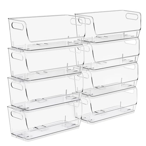 Sorbus Clear Pantry Organizer with Stackable Storage Bins, Open Front - size: Small Narrow, style: 8 Pack