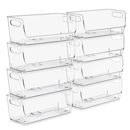 Sorbus Clear Pantry Organizer with Stackable Storage Bins, Open Front - size: Small Narrow, style: 8 Pack