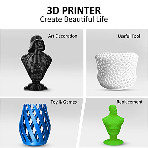 GIANTARM 3D Printer Filament, Black Pla Filament, 1Kg(2.2lbs) Spool, 1.75mm Dimension Accuracy +/- 0.03mm, 3D Printing Filament, Dark Black - color: Black, size: 1kg
