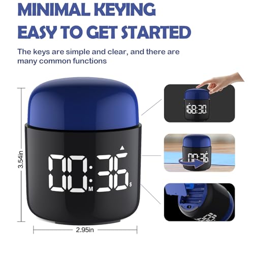 Large Display Digital Timer Stopwatch, Retro Manual Twist Table Count Down & Up Game Timer, Easy to use, Night Light Silent & Sound Timers for ADHD Study Work Kitchen Classroom Yoga Gym (Navy) - color: Navy