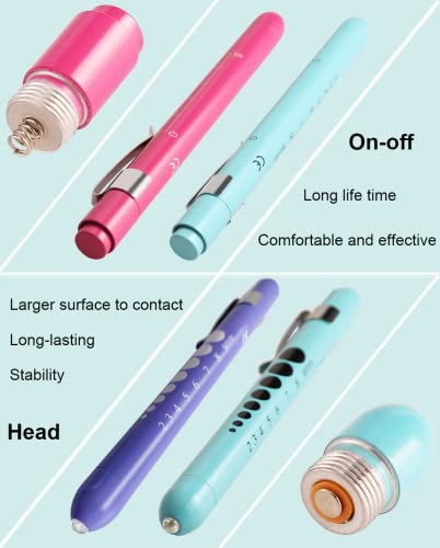 MEUUT Medical Pen Lights for Nurses 3 Pack & 6 AAA Batteries for EMT - color: Pink+Blue+Light Purple