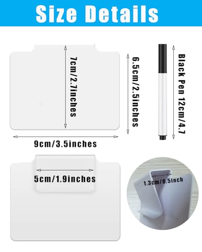 Basket Labels Clip On, 30 Pcs Erasable Clip On Labels for Storage Bins with 2 Chalk Marker (White Bin Clips)
