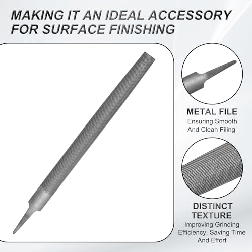 HARFINGTON 2pcs 8" Half Round Medium Cut File Double Cut Teeth Medium Metal File High Carbon Steel T12 without Handle for Metal Wood Tool Sharpener, Gray - size: 8"