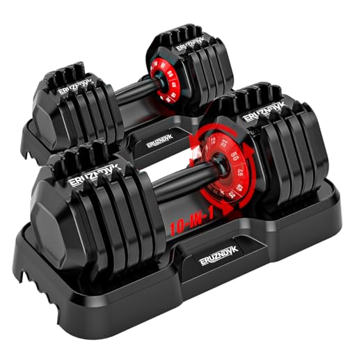 25/50lbs Adjustable Dumbbell Set of 2, 5-in-1 Free Weights Set - size: 55LBS Pair - C