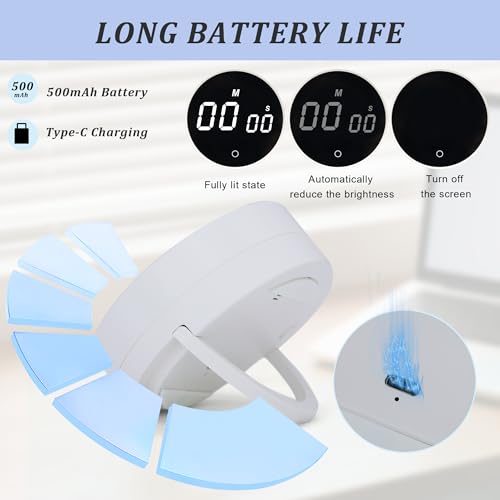 2Pcs Digital Kitchen Timer - Magnetic 199-Minute Countdown Countup Timer with Large LED Display,Volume Adjustable, Visual timers for Cooking,Gym,Meeting,Classroom,Study,Work,Outdoor Activities - color: White-2pcs