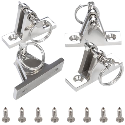 VTurboWay Bimini Top Deck Hinge with Pin and Ring, 316 Stainless Steel, Free Installation Screws