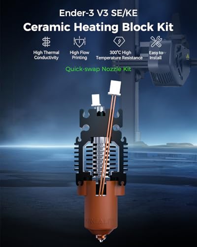 Creality Official Ender 3 V3 SE/3 V3 KE Upgrade Hotend Kit, with Quick-swap Nozzle Kit, Supports 300°C High Temperature, 600mm/s High-Speed Printing, Ceramic Heating Block for Ender 3 V3 SE KE - style: For Ender 3V3 SE/KE