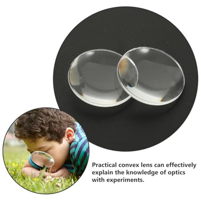 Cabilock 60pcs Transparent Convex Lens 0.98 in Biconvex Optical Lens Set for Physics Education Science Teaching Tools Laboratory Experiments Light Bending Demonstrations