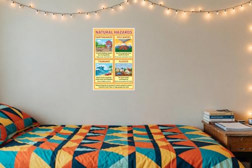 Natural Hazards Earthquakes Volcanoes Tsunamis Floods Educational 12x18 US Made Poster