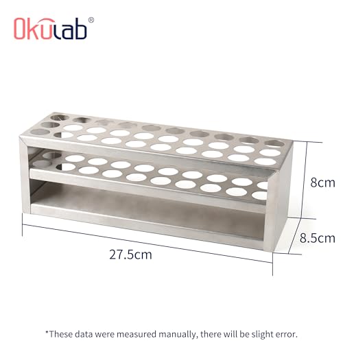 Test Tube Rack, 30 Holes Stainless Steel Test Tube Rack, with Extended Edges Providing Handles, Suitable for Tubes of Dia.≤18mm, Round Holes Test Tube Holder, for Classroom, Lab, TTRS30A1 - size: 30 Holes,for Tubes of Dia.≤18mm