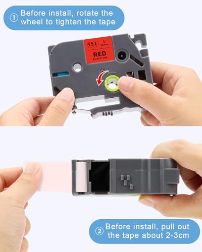 Absonic Tz-451 24mm Black on Red Label Tape Replace for Brother TZe-451 TZe451 1 Inch TZ Tape 24mm 0.94 Red Tape Work with Brother P Touch for PTD610BT PTD600 PTP710BT PTP700 Label Maker, 3-Pack - color: Black on Red