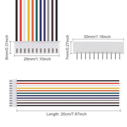 ACEIRMC 10Pairs JST-XH Connector Kit, XH 2.54mm 11 Pin Header Male and Female Connectors Plug Adapter with Flat Wire Cable 200mm 26AWG Compatible with JST XH (11P) - color: 11P
