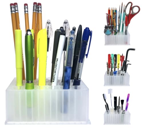 Versatile 4 in 1 Desktop Stationery, Pens Pencils, Storage Container for Small Parts, Tools Hardware Organizer, 24 Compartment, Screws Nails, Scissors, Electronics, Art Craft Hobby Supplies, USA