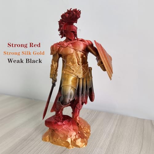 PLA Filament 1.75mm, Red Gold Black Multicolor 3D Printer Filament, Tri Color PLA Filament with Clear Color Sections, Shiny Decorative PLA for FDM 3D Printing - color: Pla_gold_black