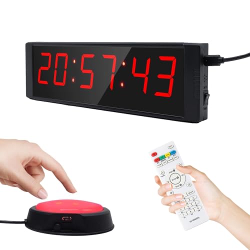 Large Stopwatch with Start/Stop Button, LED Digital Timer with Remote, Countdown Clock with Buzzer, Gym Clock for Home Gym, Interval Timer for Workout - style: Plug-in