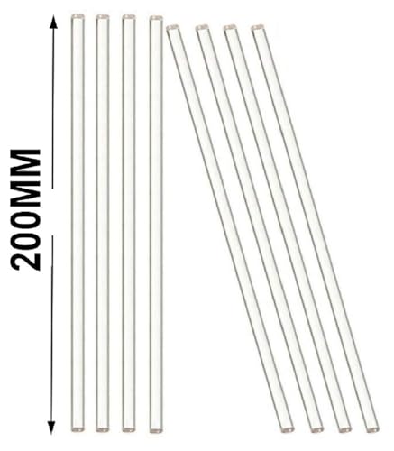Pack of 8 Lab Glass Stirring Rod 8 inch (200mm) Length with Both Ends Round for Science, Lab, Kitchen, Science Education
