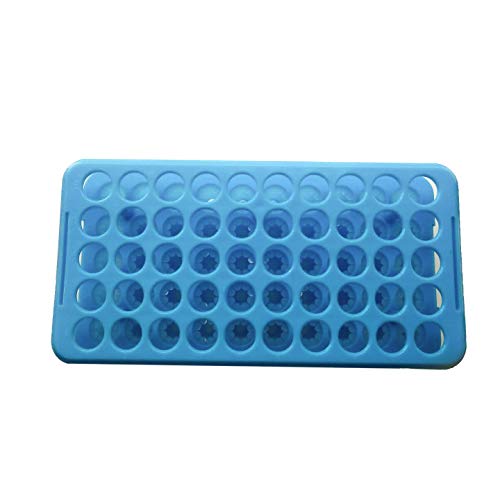 MUHWA Plastic Test Tube Rack with Silicone Pad Tubes 50 Positions 18 mm Centrifuge Tube Racks (Blue) - color: Blue
