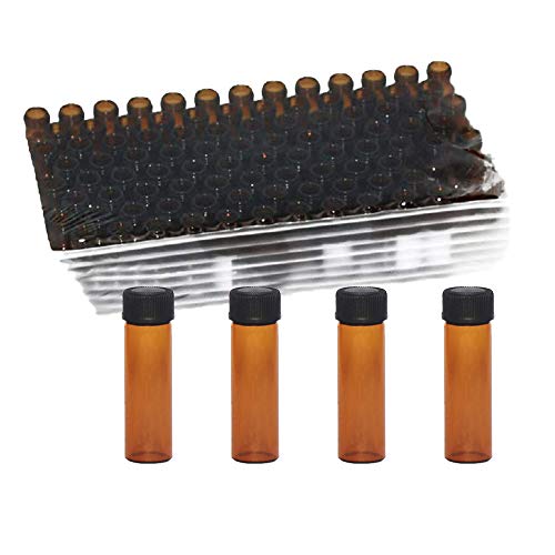 Pack of 100 Glass Vials with Black Phenolic Screw Caps (4ml, Brown) - color: Brown, size: 4ml