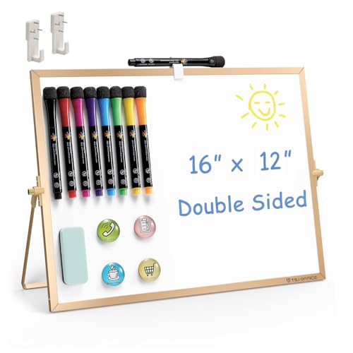 TSJ OFFICE Small White Board - 12 X 16 Inches Gold Framed Dry Erase Board - color: Gold, size: 16"W x 12"H
