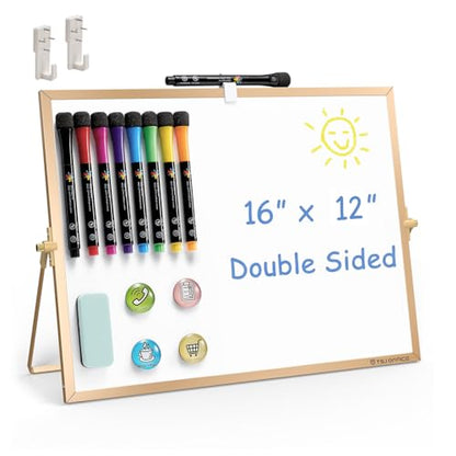 TSJ OFFICE Small White Board - 12 X 16 Inches Gold Framed Dry Erase Board - color: Gold, size: 16"W x 12"H