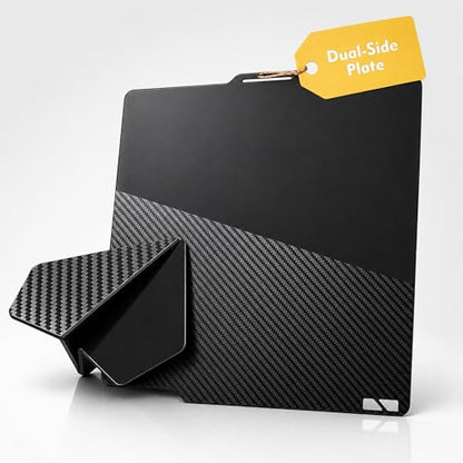 P2S P1S A1 Smooth PEI and PET Carbon Fiber Thickened Build Plate for Bambu Lab, Double-Sided Spring Steel Plate for Bamboo Labs X1C/P1P/X1/X1E/X2D 3D Printer, 257x257 mm 3D Printer Accessories - color: Smooth PEI + PET Carbon Fiber Film