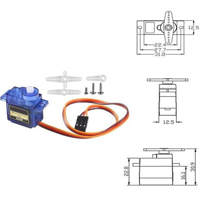10pcs SG90 Micro Servo Motor Kit 9G Mini Servos with Cable for RC Robot Arm/Hand/Walking Helicopter Airplane Car Boat Control (3pcs) - color: 3pcs